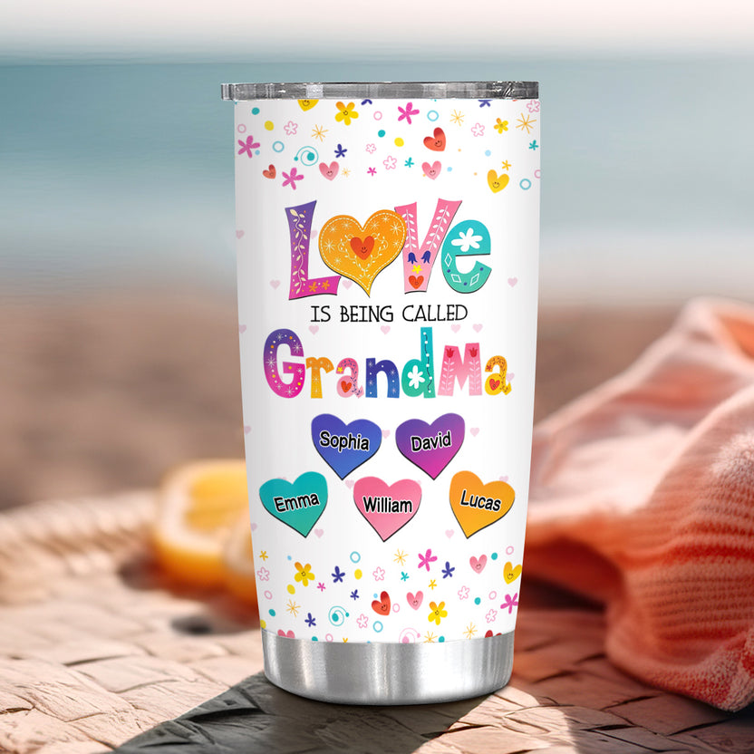 Gifts For Grandparents, Colorful Pattern Mom Grandma Love Is Being Called Grandma , Personalized Tumbler, Gifts For Gigi From Grandkids, 20oz With Lid Travel Cup Mother's Day