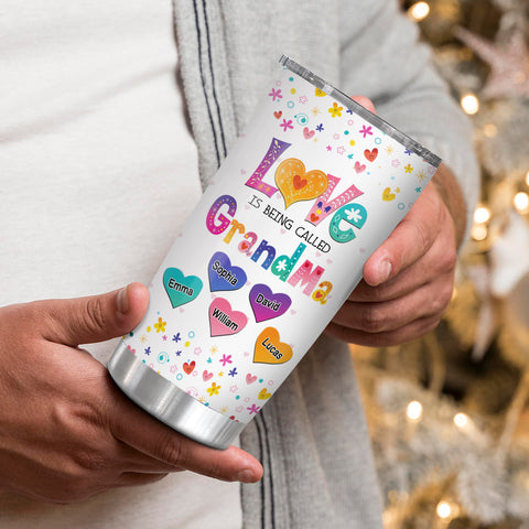 Gifts For Grandparents, Colorful Pattern Mom Grandma Love Is Being Called Grandma , Personalized Tumbler, Gifts For Gigi From Grandkids, 20oz With Lid Travel Cup Mother's Day