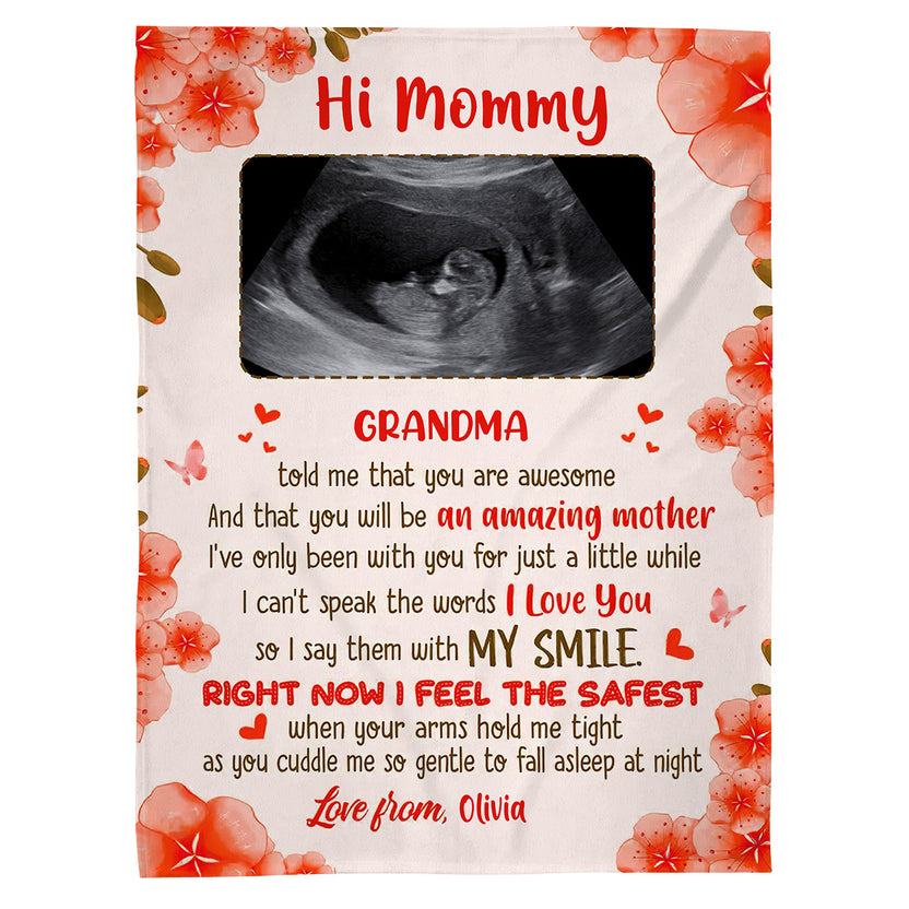 Mom To Be Gifts, Grandma Told Me That You Are Awesome Pregnancy Ultrasound, Personalized Photo Blanket, Gifts For Mom To Be Mommy, Fleece Sherpa, New Mom Blanket, Gifts For Christmas