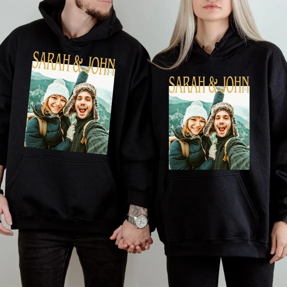 Custom Couple Photo T Shirt, Personalized Name Tee, Adventure Photo Shirt, Matching Couple Top, Romantic Memory Wear, Personalized TShirt, Gifts For Him Her Honey For Valentine Birthday