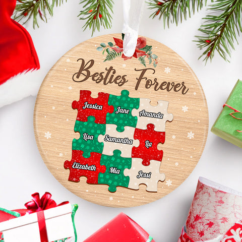 Personalized Friends Cute Forever Ornament, Custom Names Friendship Christmas, Friends Holiday Keepsake Tree Decoration, Personalized Christmas Ornament, Gifts For Unbiological Sister