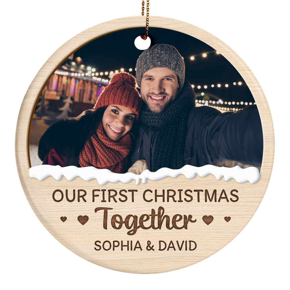 Couple Photo First Christmas Ornament, Custom Holiday Tree Decoration, Romantic Couple Keepsake, First Christmas Together Keepsake, Holiday Ornament Gifts For Him Her Honey Wife Husband