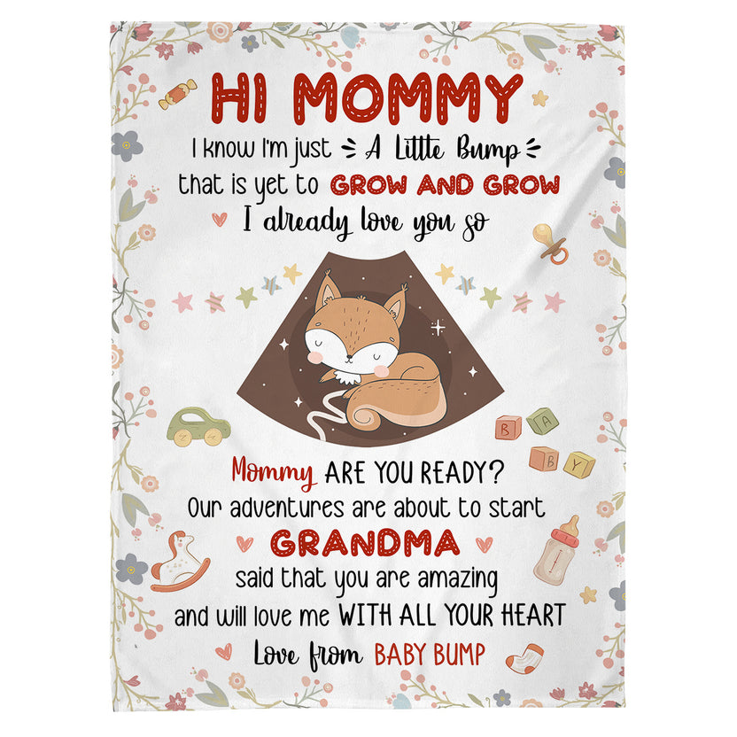 Mom To Be Gifts, I Already Love You Floral Cute Baby Fox Sleeping Ultrasound Mommy's Tummy, Personalized Blanket, Gifts For New Mommy, Fleece Sherpa, New Mom Blanket For Mother's Day