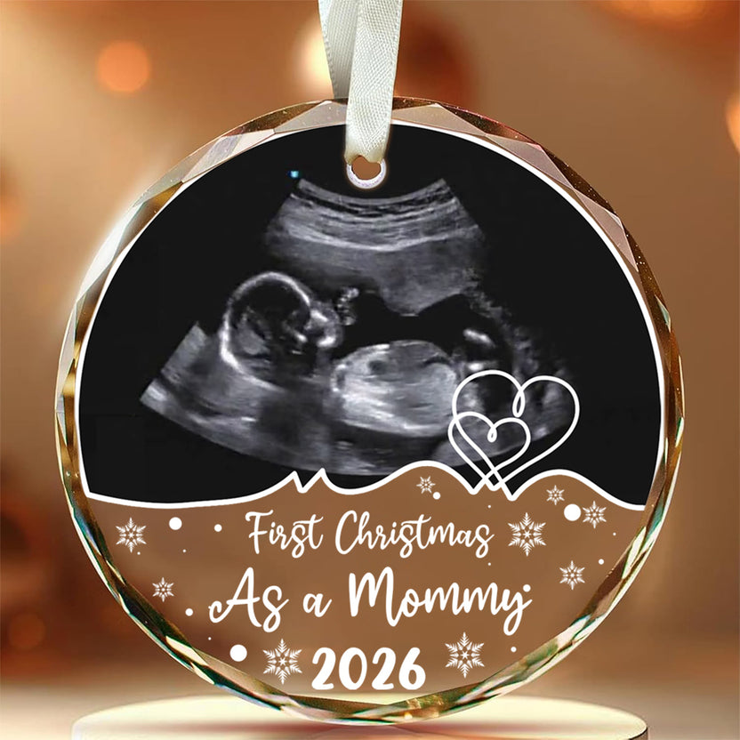 Mom To Be Gifts, Personalized Baby Ultrasound Ornament, First Christmas As Mommy Year, Custom Sonogram Keepsake, New Mom Holiday Decoration, Glass Sonogram Ornament, Gifts For Mommy