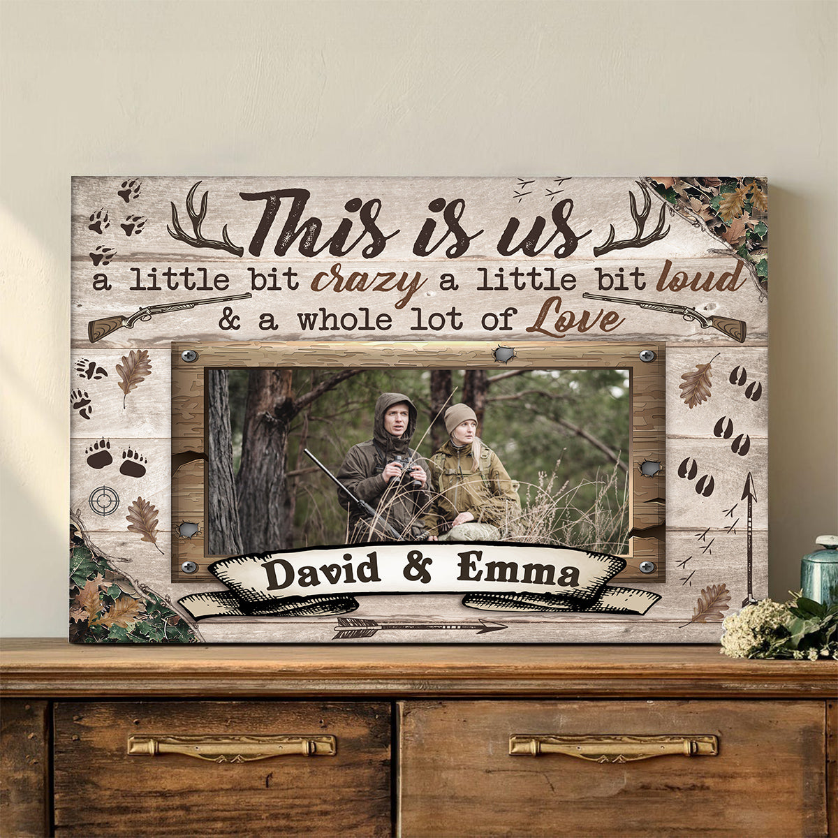 Personalized Name Outdoor Canvas, A Whole Lot Of Love Phrase Artwork, Hunting Theme Couple Wall Decor, Personalized Canvas Wall Art, Gifts For Him Her Honey, Poster Prints