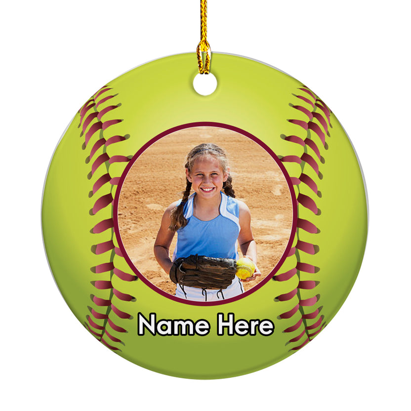 Personalized Xmas Sport Ornament For Son Daughter From Mom Dad Softball Gifts Softball Sport Player With Name And Photo Gifts