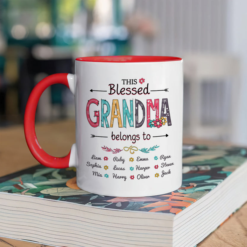 Personalized Coffee Mug For Mimi From Grandson This Blessed Grandma Belongs To Custom Nickname Names Mother's Day Custom Name Novelty Ceramic Cup 11 15Oz Grandma Gifts On Birthday Idea Gifts