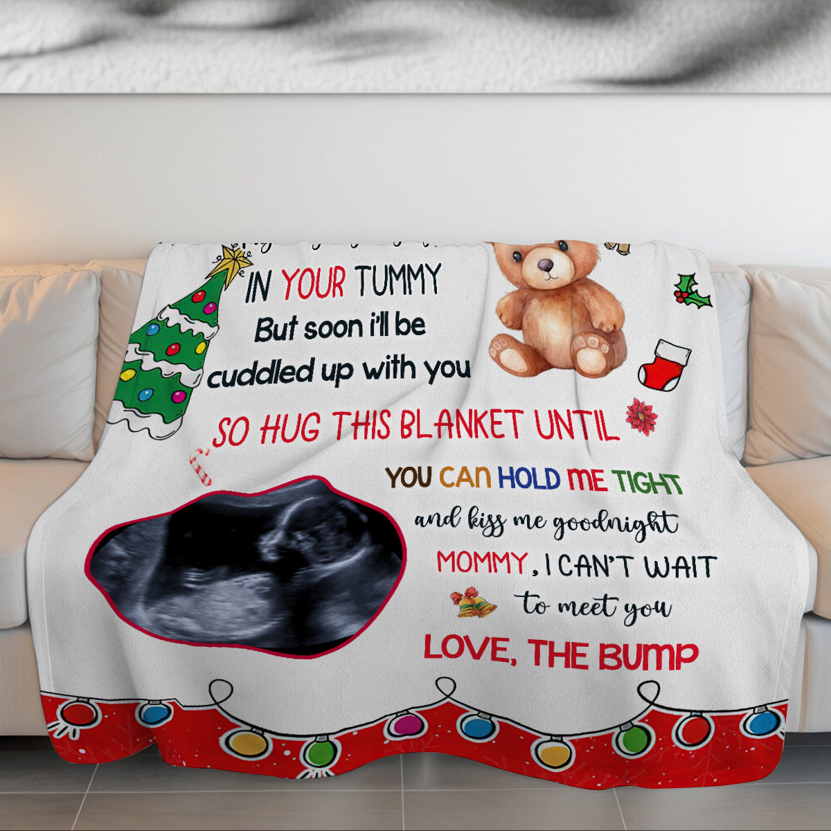 Mom To Be Gifts, So Hug This Blanket Until You Can Hold Tight Bear With Sonogram, Personalized Blanket, Gifts For Mommy New Mom, Fleece Sherpa, New Mom Blanket, Gifts For Christmas