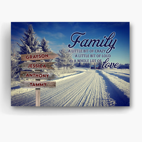 Family Gifts, Family A Little Bit Of Crazy A Little Bit Of Loud & A Whole Lot Of Love, Personalized Canvas Wall Art, Gifts For Mom Dad, Poster Prints Home Decor, Family Wall Art