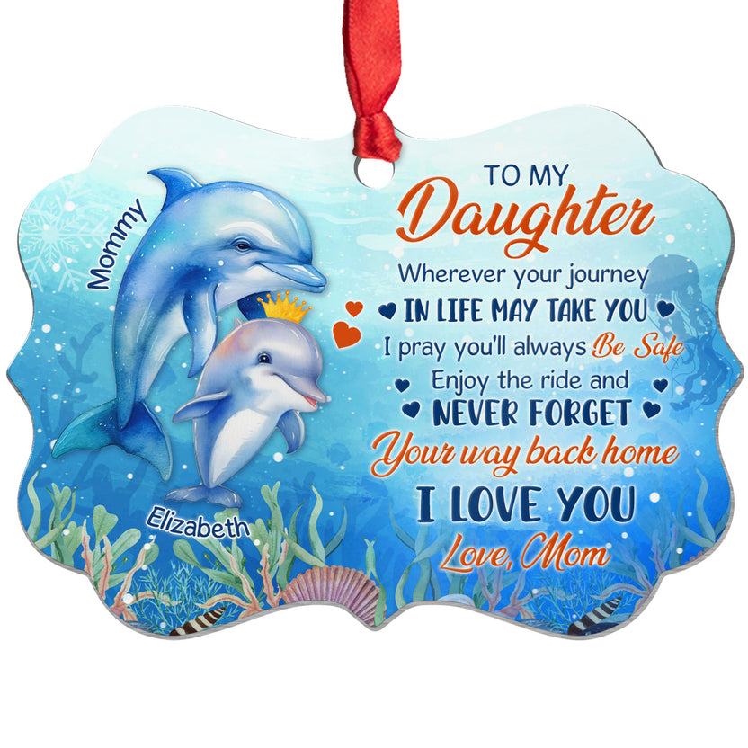 Daughter Gifts, Ocean Theme Wherever Your Journey In Life May Take Medallion Aluminum Ornament  For Girls Babies From Mom Mother, Xmas Tree Decor, Gifts For Birthday Xmas Keepsake