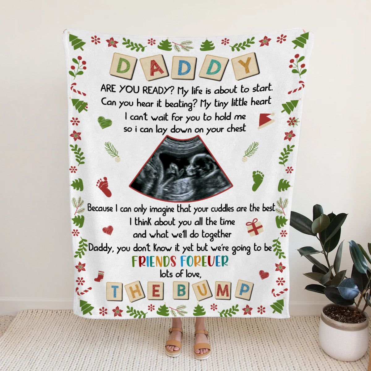 Dad To Be Gifts, Daddy Are You Ready I Can't Wait For You To Hold Me Baby Ultrasound, Personalized Blanket, Gifts For New Daddy, Fleece Sherpa, New Dad Blanket, Gifts For Christmas