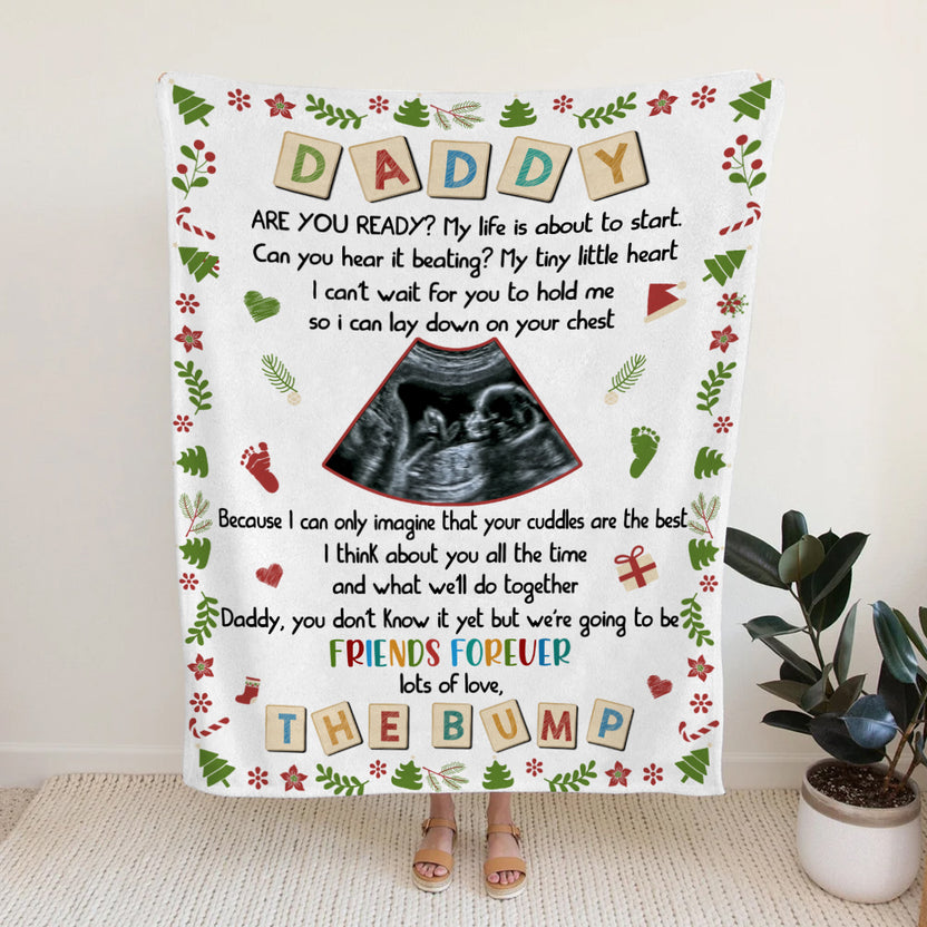 Dad To Be Gifts, Daddy Are You Ready I Can't Wait For You To Hold Me Baby Ultrasound, Personalized Blanket, Gifts For New Daddy, Fleece Sherpa, New Dad Blanket, Gifts For Christmas