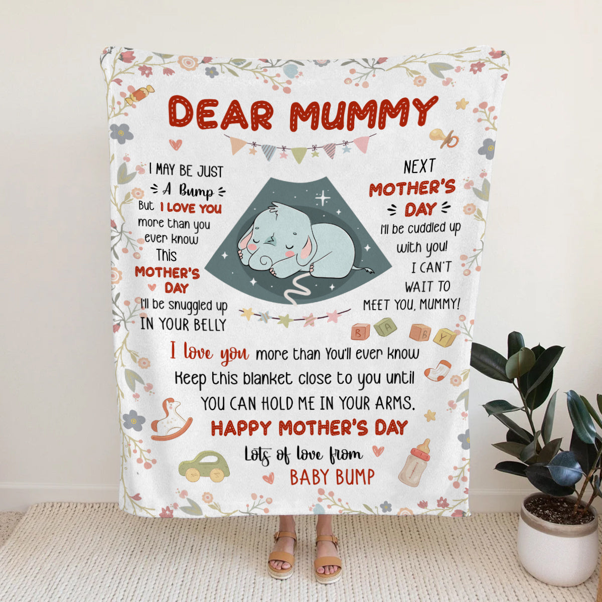 Mom To Be Gifts, Cute Baby Elephant Sleeping In Mommy's Belly Keep This Blanket Until Can Hold In Arms, Personalized Blanket, Gifts For New Mommy, Fleece Sherpa Mother's Day