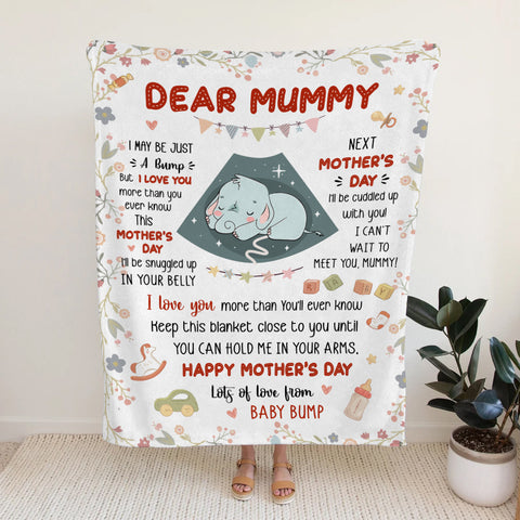 Mom To Be Gifts, Cute Baby Elephant Sleeping In Mommy's Belly Keep This Blanket Until Can Hold In Arms, Personalized Blanket, Gifts For New Mommy, Fleece Sherpa Mother's Day