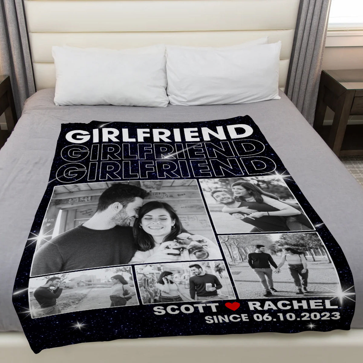 Gifts For Couple, Girlfriend Personalized Photo Custom Name Since Date, Soft Blanket With Picture  Gifts For Him Her Honey, Custom Fleece Sherpa Blanket Valentine Anniversary