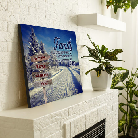 Family Gifts, Family A Little Bit Of Crazy A Little Bit Of Loud & A Whole Lot Of Love, Personalized Canvas Wall Art, Gifts For Mom Dad, Poster Prints Home Decor, Family Wall Art