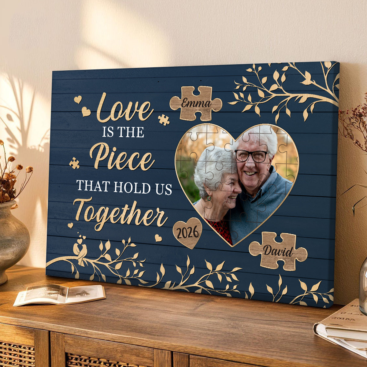 Anniversary Canvas, Couple Photo Print With Names, Heart Wall Art, Wooden Style Decor, Personalized Canvas Wall Art, Gifts For Him Her Honey, Poster Prints Decor, Gifts For Valentie
