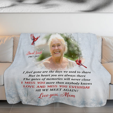 Sympathy Gifts, Memorial Blanket With Photo, Memorial Photo Upload For My Mom In Heaven Till We Meet Again, Loss Of Loved Ones Blanket, Fleece Sherpa, Funeral Gifts For Anniversary