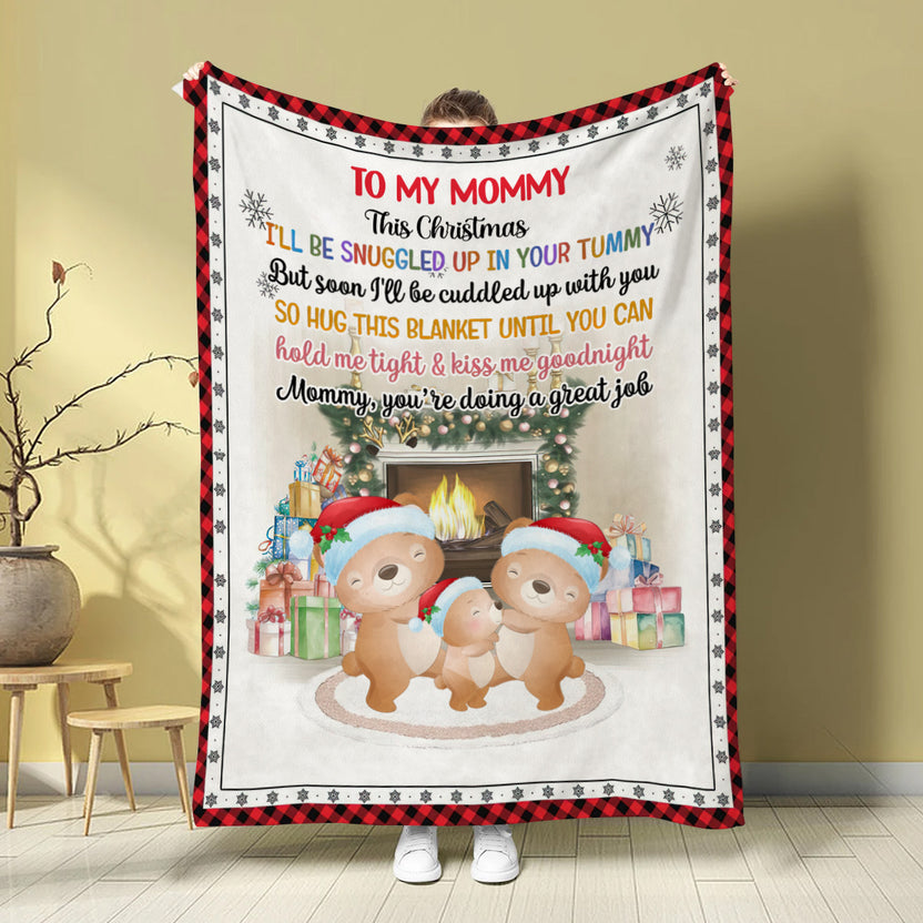 First Mom Gifts, Mommy You Are Doing A Job Bear Family Together, Personalized Blanket, Gifts For Mommy Mom To Be, Fleece Sherpa, New Mom To Be Blanket, Gifts For Christmas Birthday