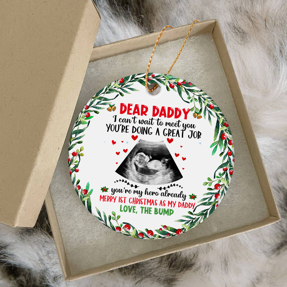 New Dad Gifts, Baby Ultrasound Scan I Can't Wait To Meet You , Personalized Christmas Ornament With Photo, Gifts For Daddy New Dad, Xmas Decor, New Dad Ornament, Gifts For Christmas