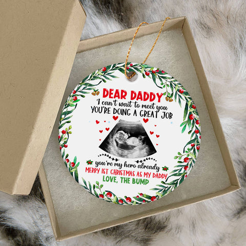 New Dad Gifts, Baby Ultrasound Scan I Can't Wait To Meet You , Personalized Christmas Ornament With Photo, Gifts For Daddy New Dad, Xmas Decor, New Dad Ornament, Gifts For Christmas