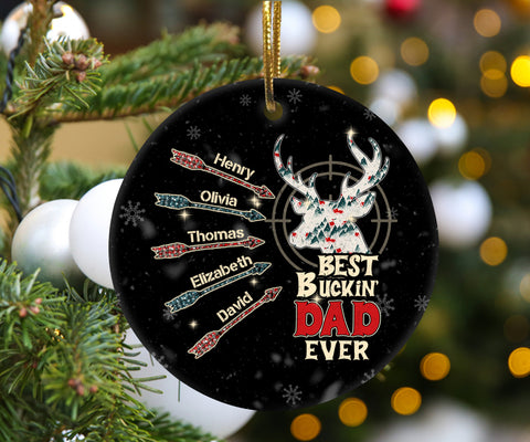 Personalized Christmas Ornament For Dad Father Daddy Funny Gifts For Dad From Daughter Son Kids  Buckin Dad Hunting Deer Arrows Custom Name Tree Hanging Ornament On Birthday Christmas Xmas