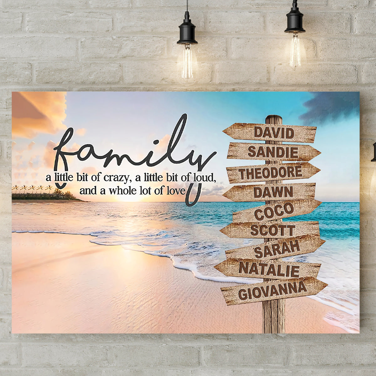 Gifts For Family, Family A Little Bit Of Crazy Street Sign Beach Printed , Personalized Canvas Wall Art, Gifts For Mom Dad, Poster Prints Home Decor, Family Wall Art, Gifts For Birthday