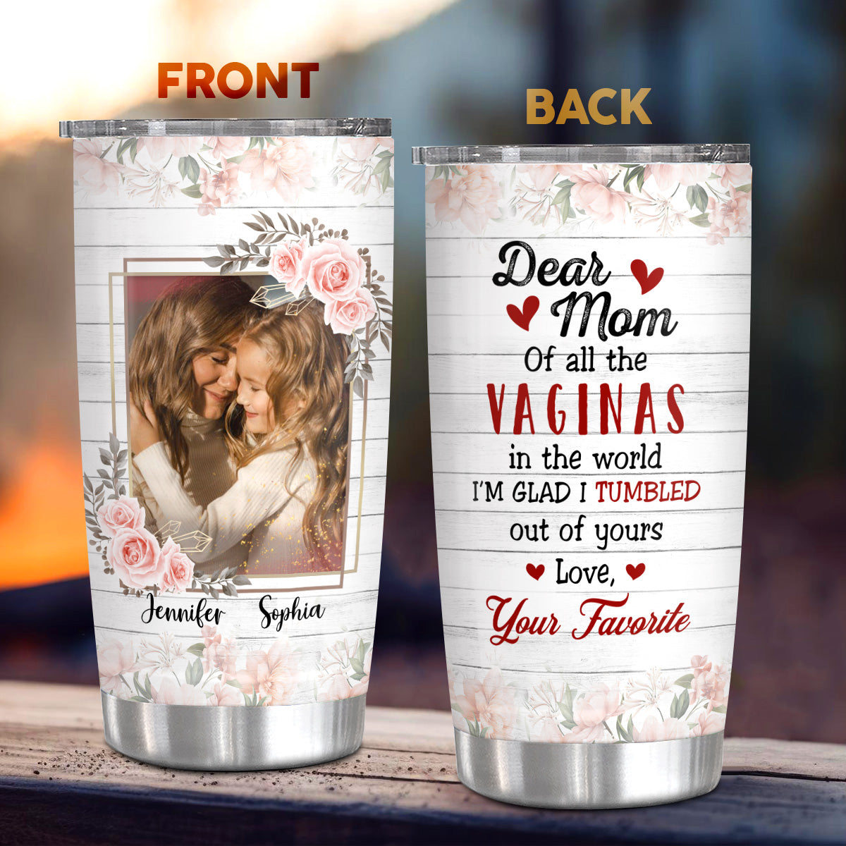 Unique Gifts For Mom, Of All The Vaginas In The World I'm Glad I Tumbled Out Of Yours, Personalized Tumbler, Gifts For Mom Mommy From Daughter Son, 20oz With Lid Travel Cup Mothers Day
