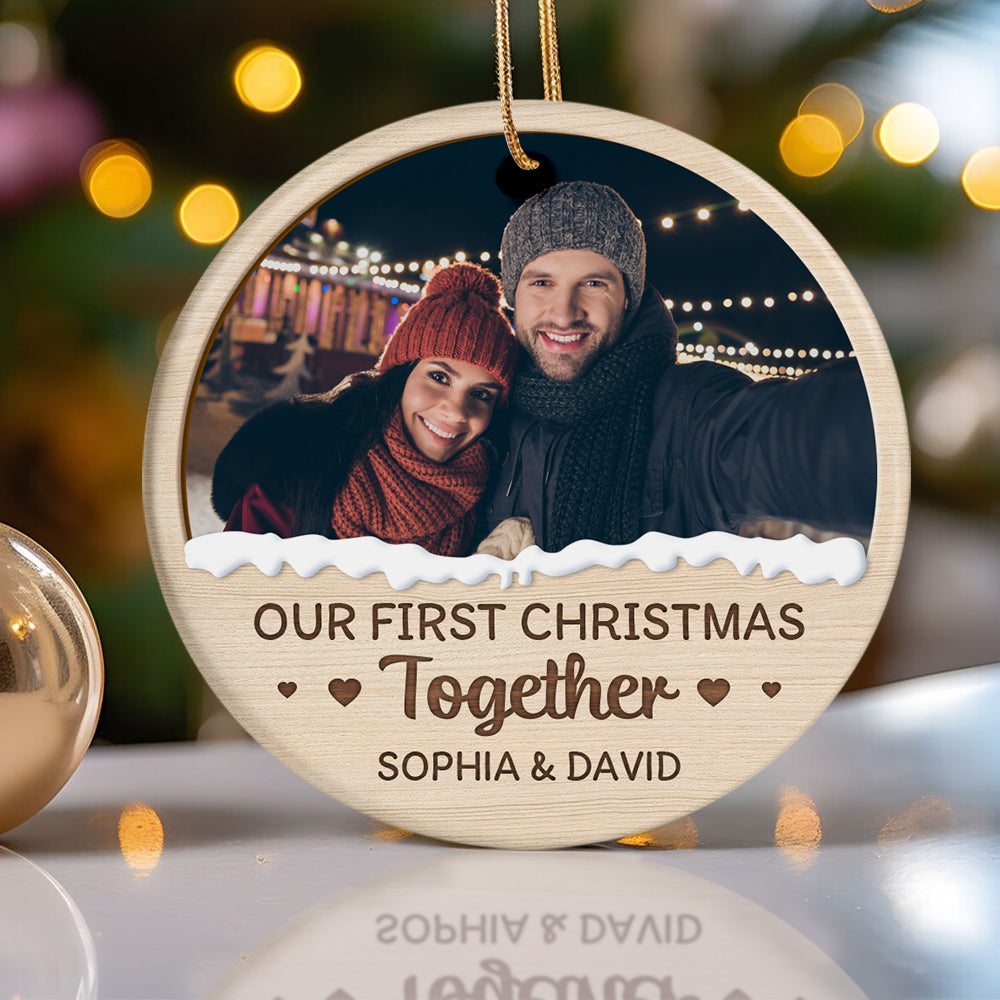 Couple Photo First Christmas Ornament, Custom Holiday Tree Decoration, Romantic Couple Keepsake, First Christmas Together Keepsake, Holiday Ornament Gifts For Him Her Honey Wife Husband