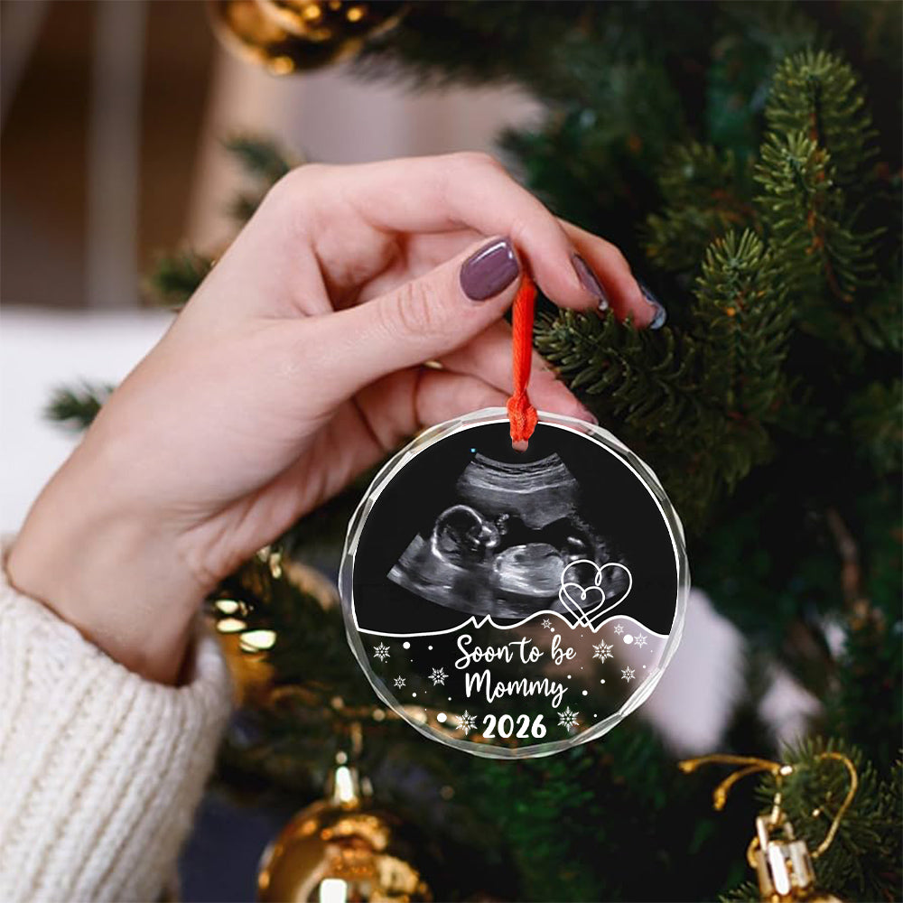 Personalized Ultrasound Glass Ornament, Soon To Be Mommy Year, Custom Sonogram Keepsake, New Mom Holiday Decoration, Baby Reveal, Expecting Mother, Personalized Photo Christmas Ornament