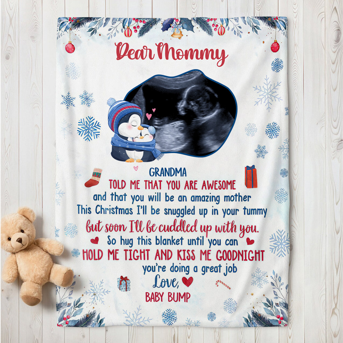New Parents Gifts, Grandma Told Me That You Are Awesome Ultrasound Photo, Personalized Blanket, Gifts For Mommy Mom To Be, Fleece Sherpa, Expecting Mom Blanket, Gifts For Christmas