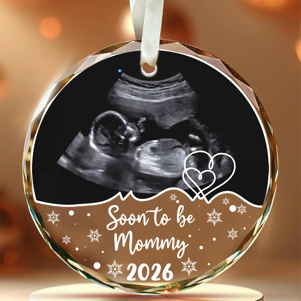 Personalized Ultrasound Glass Ornament, Soon To Be Mommy Year, Custom Sonogram Keepsake, New Mom Holiday Decoration, Baby Reveal, Expecting Mother, Personalized Photo Christmas Ornament