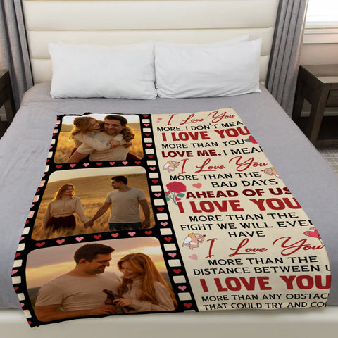 Personalized Photo Blanket, When I Say I Love You Blanket, Romantic Couple Gift, Anniversary Valentine Custom Love Film Strip Design