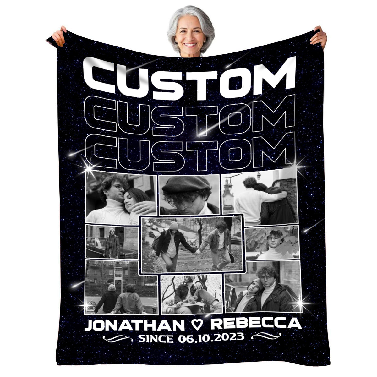 Custom Personalized Photo Blanket, Name And Since Date, Soft Blanket With Picture , Couple Memory With Photo Layout Gifts For Him Her Honey, Custom Fleece Sherpa