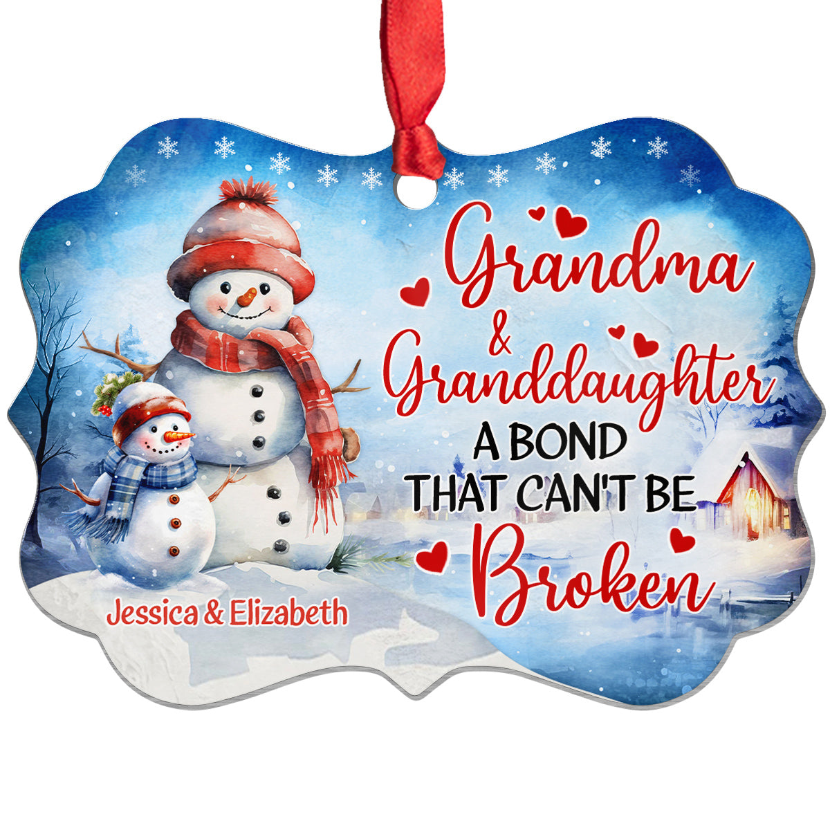 Grandma Gifts, Cute Grandma & Granddaughter A Bond That Can't Be Broken, Personalized Christmas Ornament, Gifts For Mimi From Grandkids, Xmas Tree Decoration Aluminum Ornament