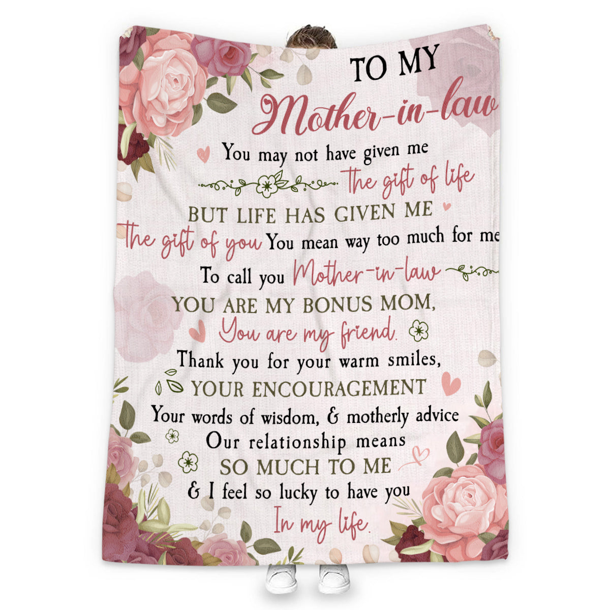 Personalized To My Mother In Law Blanket From Daughter In Law So Lucky To Have You My Life Floral Custom Gifts For Mother In Law Fleece Sherpa Blanket For Birthday Mother's Day Wedding