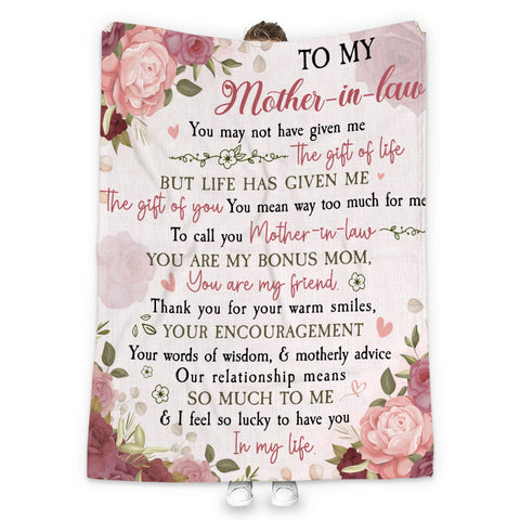 Personalized To My Mother In Law Blanket From Daughter In Law So Lucky To Have You My Life Floral Custom Gifts For Mother In Law Fleece Sherpa Blanket For Birthday Mother's Day Wedding