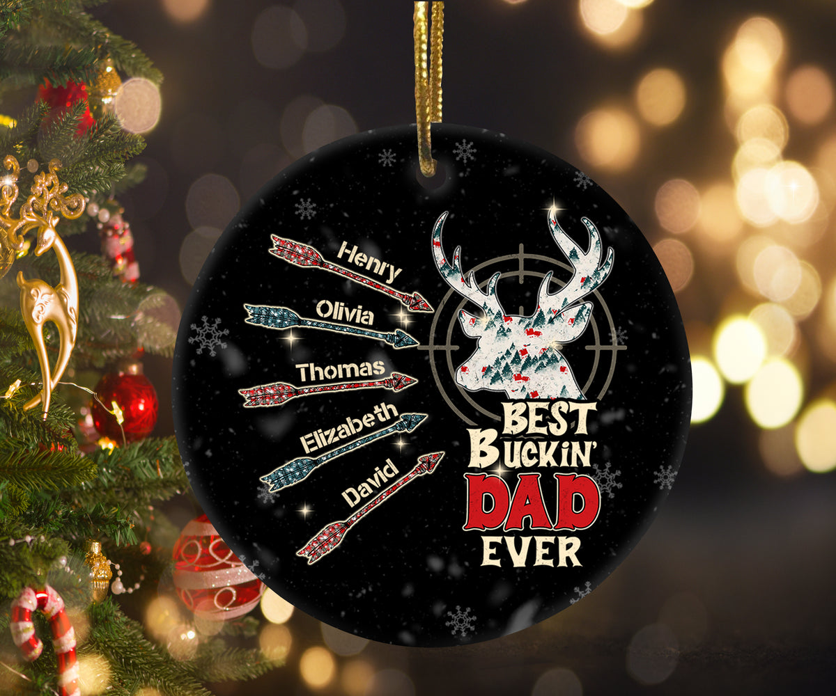Personalized Christmas Ornament For Dad Father Daddy Funny Gifts For Dad From Daughter Son Kids  Buckin Dad Hunting Deer Arrows Custom Name Tree Hanging Ornament On Birthday Christmas Xmas