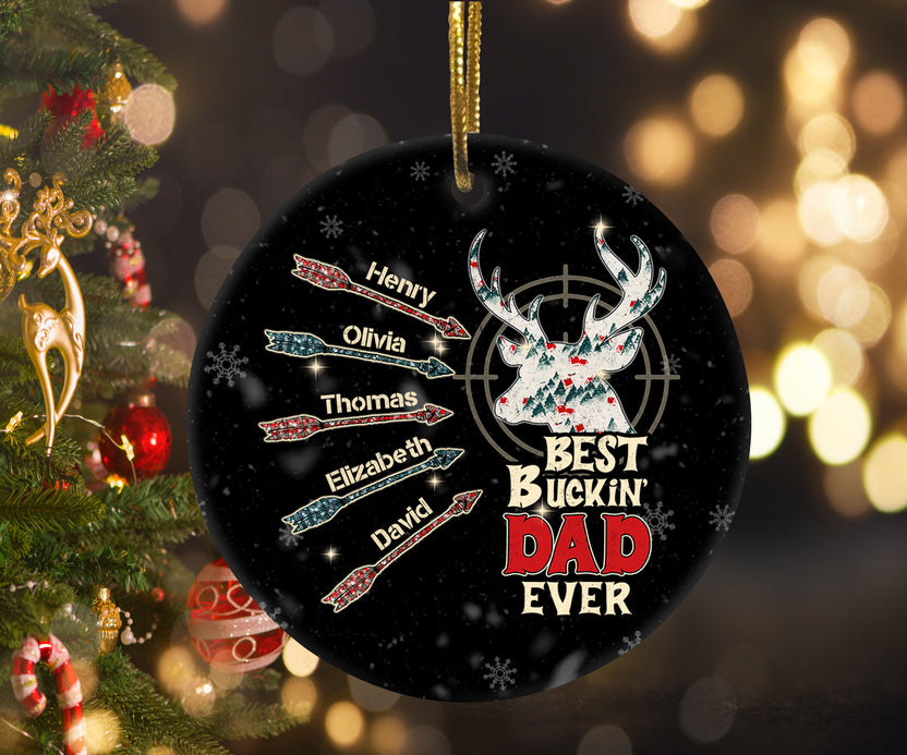 Personalized Christmas Ornament For Dad Father Daddy Funny Gifts For Dad From Daughter Son Kids  Buckin Dad Hunting Deer Arrows Custom Name Tree Hanging Ornament On Birthday Christmas Xmas