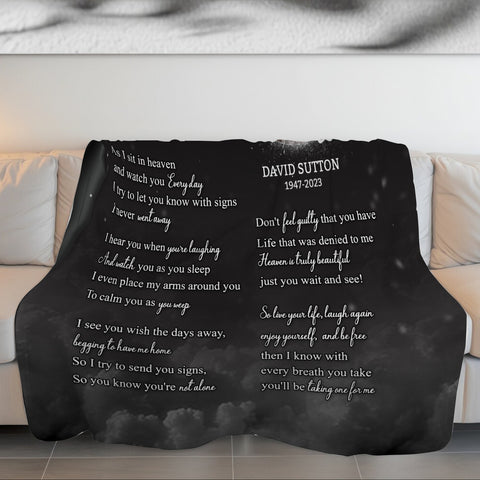 Sympathy Gifts, Memorial Blanket With Photo, Memorial Photo, Heaven Remembrance Blanket, Heaven Comfort Message, Loss Of Mom Dad, Fleece Sherpa, Funeral Gifts For Anniversary