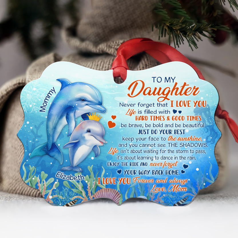 Daughter Gifts, Never Forget Your Way Back Ocean Theme Medallion Aluminum Ornament
For Girls Babies From Mom Mother, Xmas Tree Decor, Gifts For Birthday Christmas Xmas Keepsake