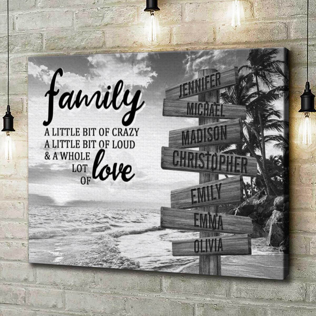 Personalized Canvas Wall Art For Mom Dad Grandma From Kids Wooden Signs A Little Crazy Loud And Lot Love Custom Multi Name Poster Prints Home Decor Family Gifts For Mom Dad On Birthday