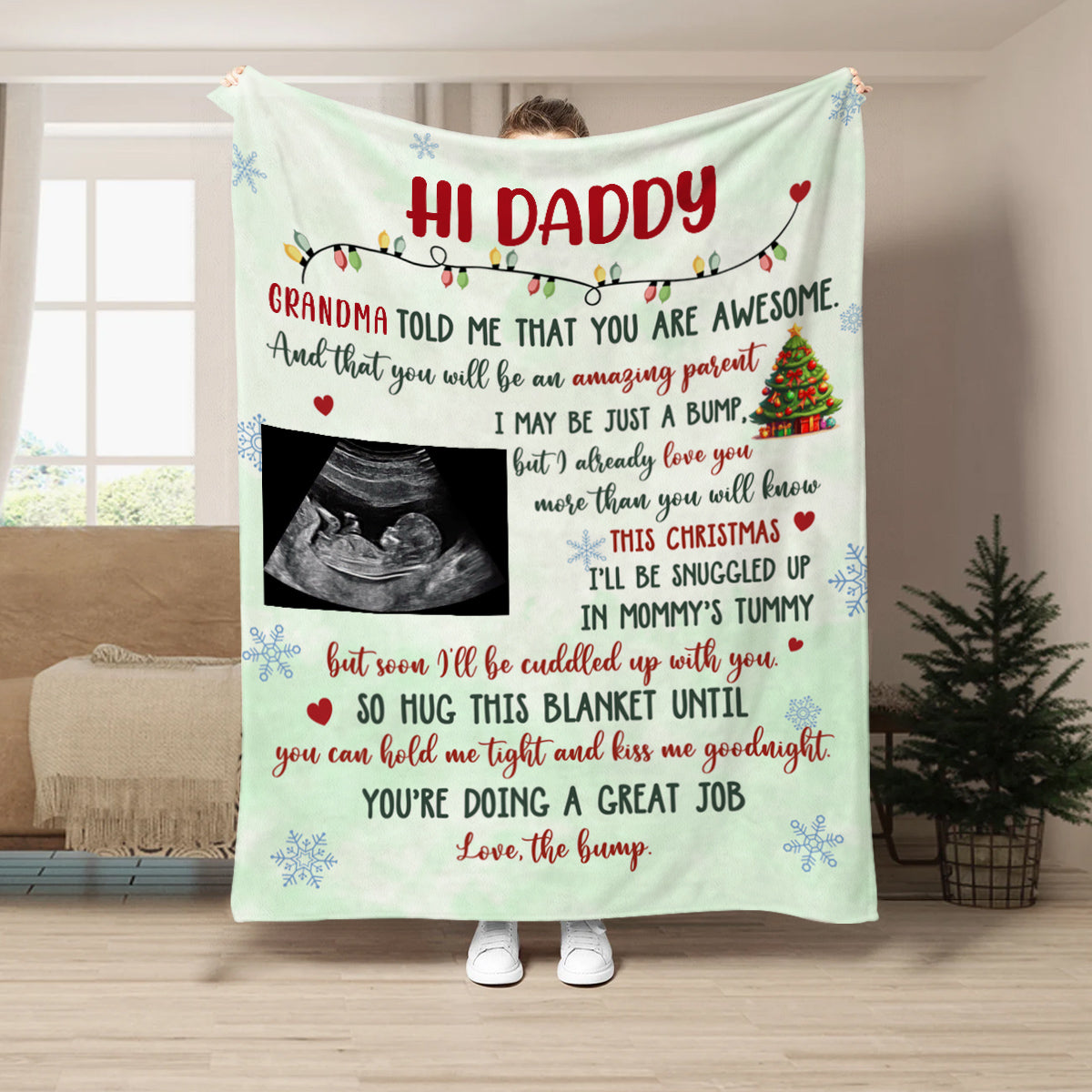 New Parents Gifts, Daddy Grandma Told Me That You Are Awesome, Personalized Photo Blanket, Gifts For New Daddy, Fleece Sherpa Blanket, Expecting Parents Blanket, Gifts For Birthday Xmas