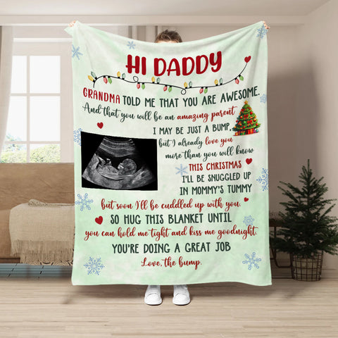 New Parents Gifts, Daddy Grandma Told Me That You Are Awesome, Personalized Photo Blanket, Gifts For New Daddy, Fleece Sherpa Blanket, Expecting Parents Blanket, Gifts For Birthday Xmas