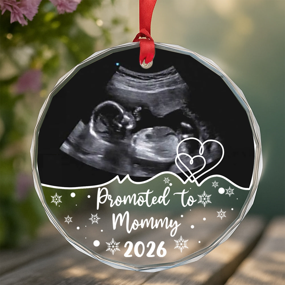 Mom To Be Gifts, Personalized Sonogram Glass Ornament, Promoted To Mommy Year, Custom Baby Photo Keepsake, Pregnancy Announcement, Expecting Mom Holiday Item,  Gifts For Mommy