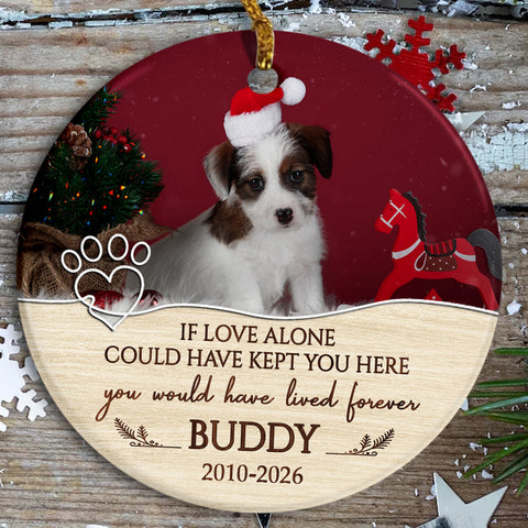If Love Alone Could Have Kept You Here Vintage Heart With Pawprint, Dog Memorial Keepsake, Pet Loss Sympathy Decor, Remembrance Holiday Ornament, Gifts For Loss Of Dog, Tree Decor