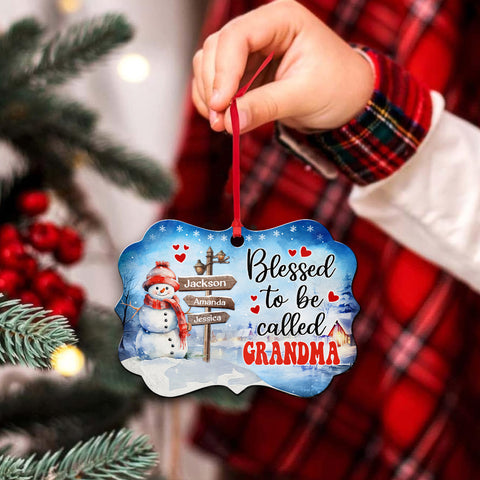 Grandma Gifts, Blessed To Be Called Grandma Cute Xmas Winter Street Sign, Personalized Christmas Ornament, Gifts For Nanny From Grandkids, Xmas Tree Decor Medallion Aluminum Ornament