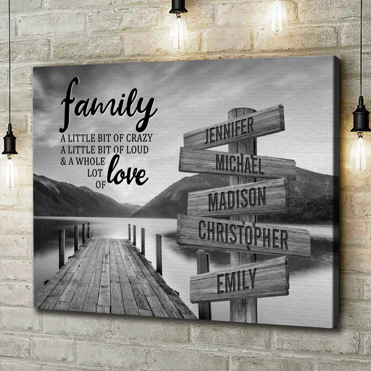 Personalized Canvas Wall Art For Mom Dad Grandma From Kids Grandkids A Little Of Crazy Loud And Lot Love Wooden Signs Custom Multi Name Poster Prints Home Decor Family Gifts For Birthday