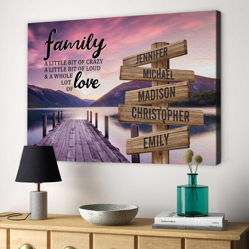 Personalized Canvas Wall Art For Mom Dad Grandma From Kids Grandkids A Little Of Crazy Loud And Lot Love Wooden Signs Custom Multi Name Poster Prints Home Decor Family Gifts For Birthday