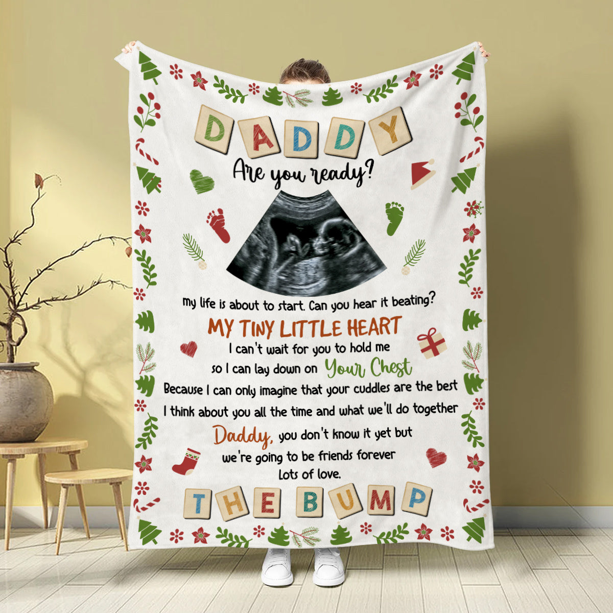 Dad To Be Gifts, Daddy Are You Ready I Can't Wait For You To Hold Me Baby Ultrasound, Personalized Blanket, Gifts For New Daddy, Fleece Sherpa, New Dad Blanket, Gifts For Christmas